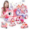 Picture of Toy Cars for Toddlers Girls 5 in 1 Carrier Truck Toy for Kid Girls Transport Vehicles with Light & Music