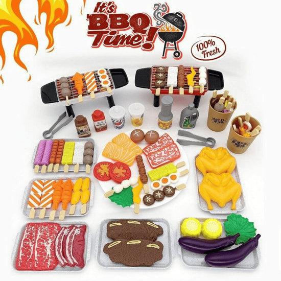 Picture of Set 80 PCS BBQ Grill Playset Role for Play Party Toys