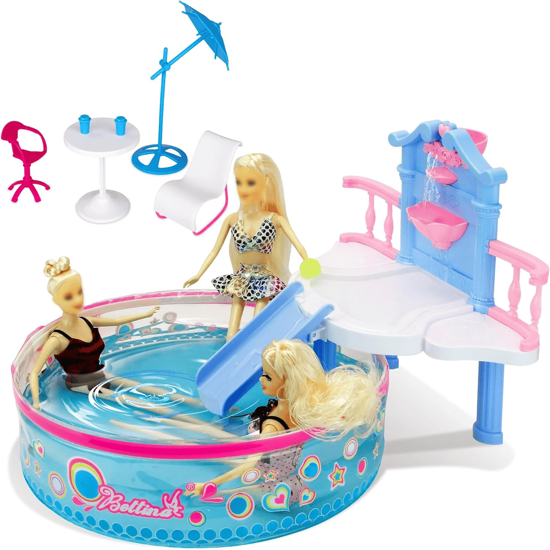 Picture of Set of dolls in the pool with swimsuits