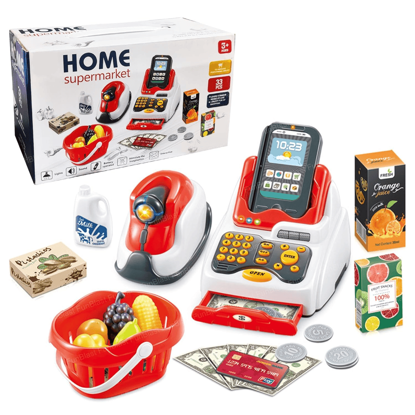 Picture of Cash Register with Scanner, Swipe Machine, Credit Card, Coins