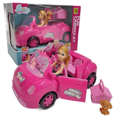 Picture of Travel Girl Family Convertible Car Toy – Double Door Cartoon Cabriolet with Open Trunk for Kids